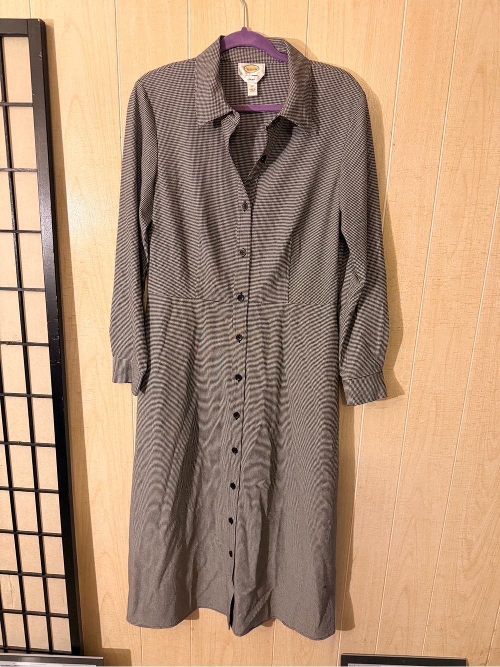 Talbots Olive-Gray Long Sleeve Button-Front Shirt Dress - Picture 1 of 10